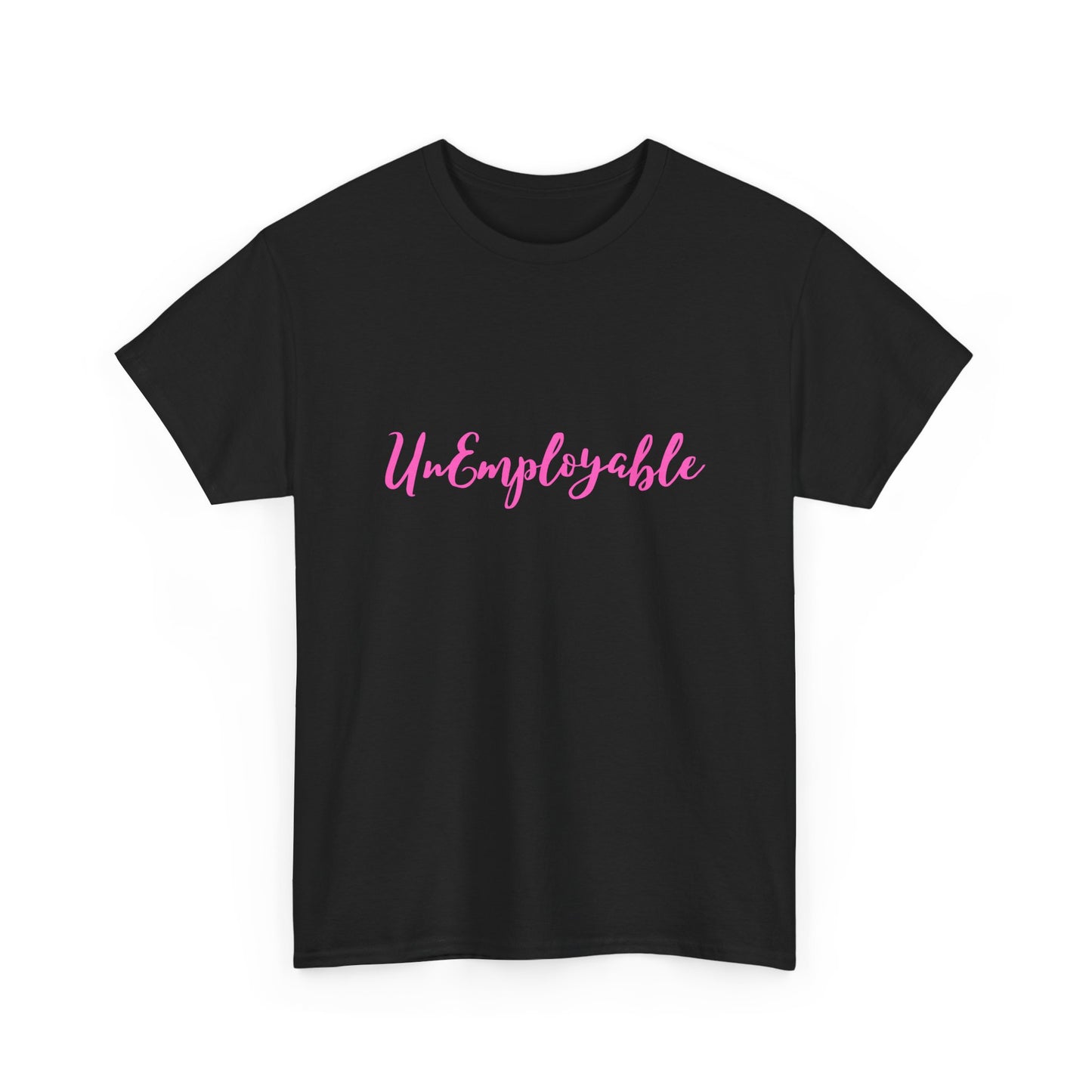 UnEmployable Script Unisex Unisex Heavy Cotton Tee - Black/Pink
