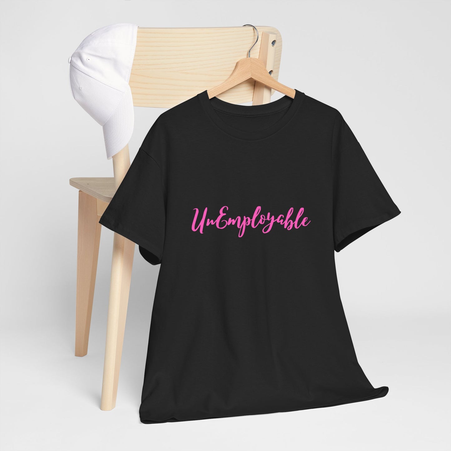 UnEmployable Script Unisex Unisex Heavy Cotton Tee - Black/Pink