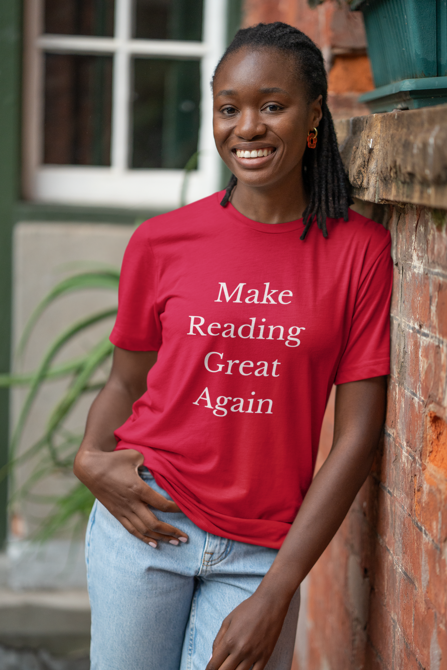 Make Reading Great Again - Unisex Jersey Short Sleeve Tee - Red or Black with White letters