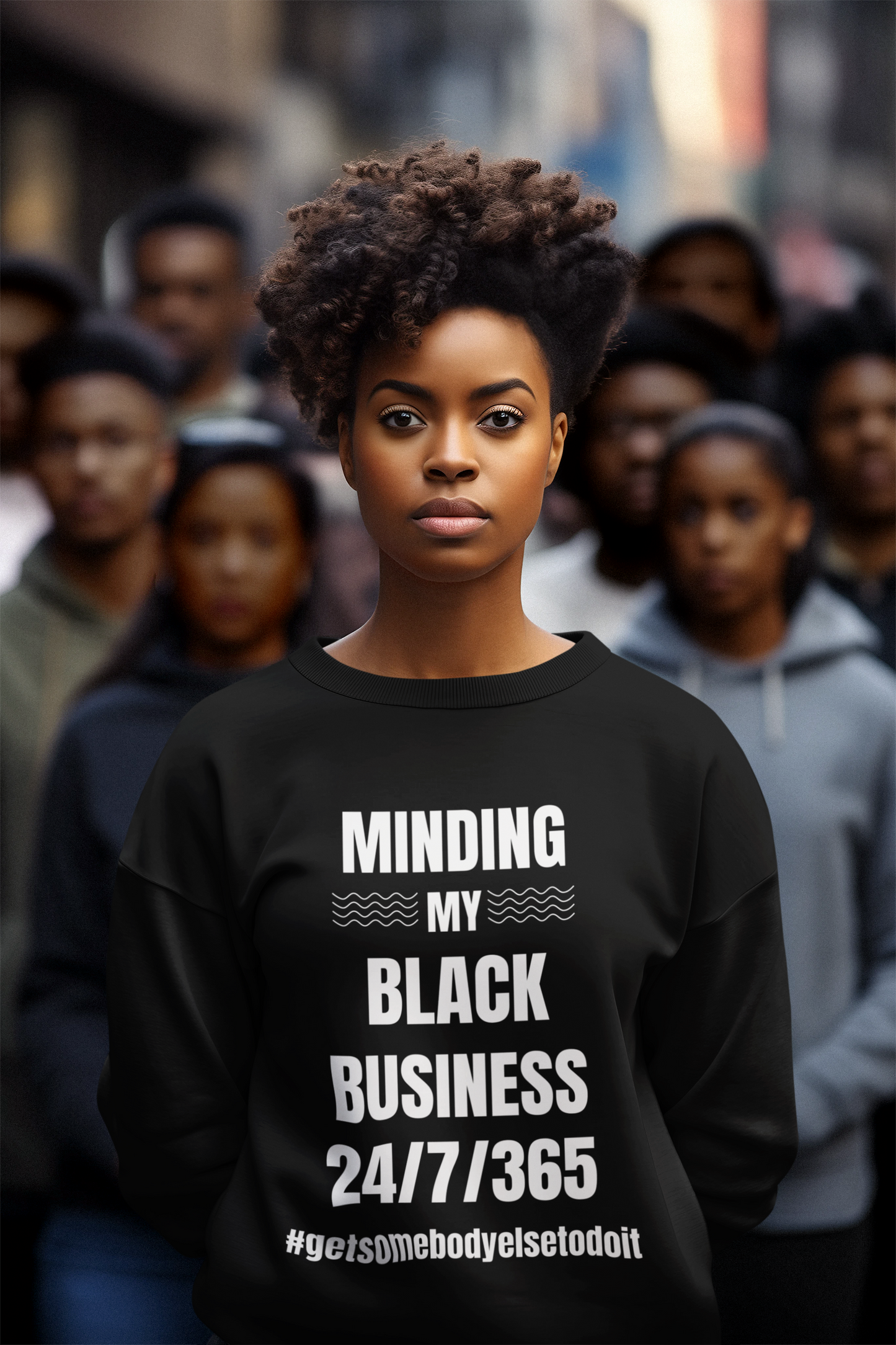 Minding My Black Business 24/7/365 Sweatshirt - Unisex Midweight Softstyle Fleece Crewneck Sweatshirt - Black, Charcoal, Red, Green