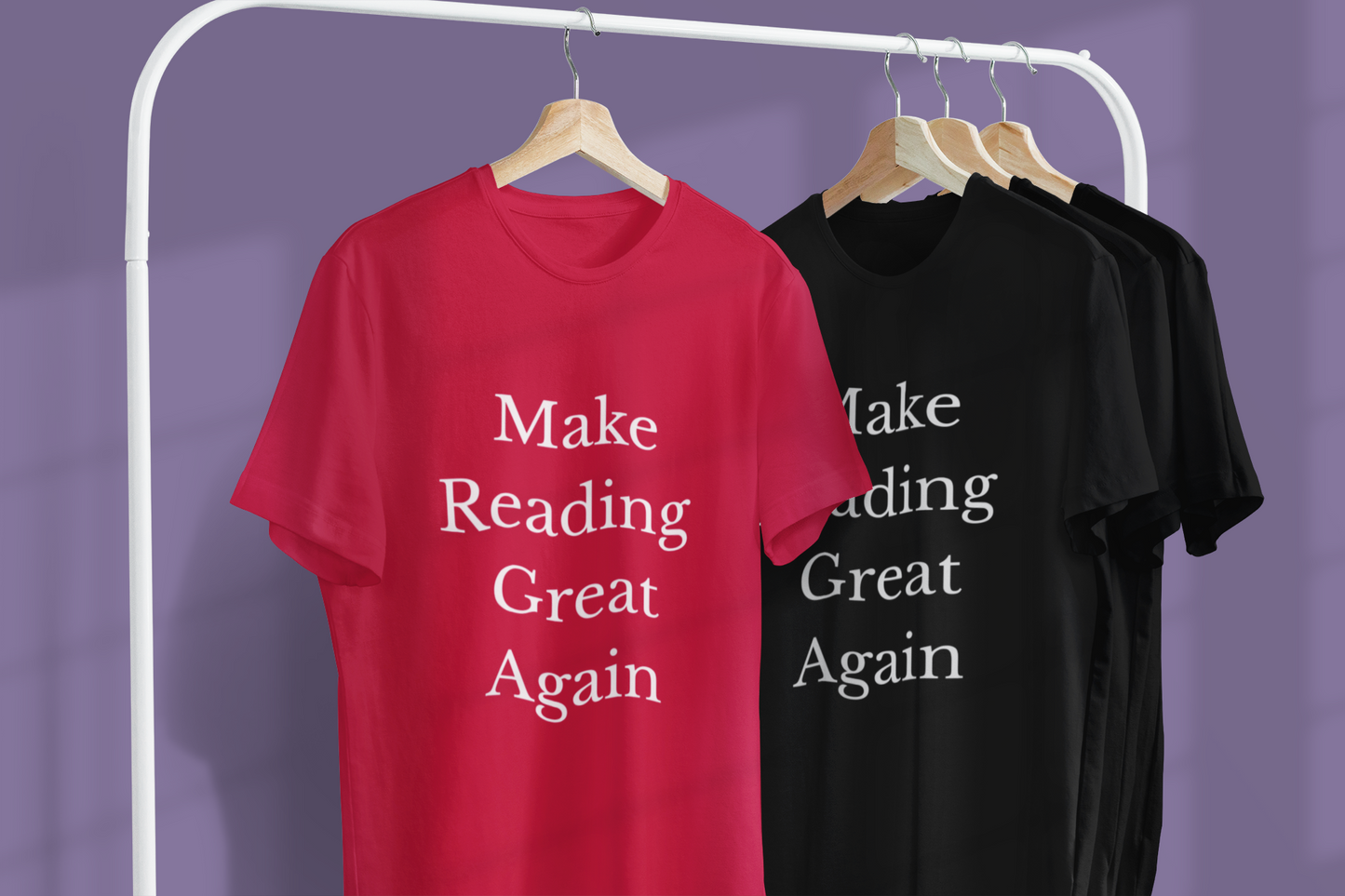Make Reading Great Again - Unisex Jersey Short Sleeve Tee - Red or Black with White letters