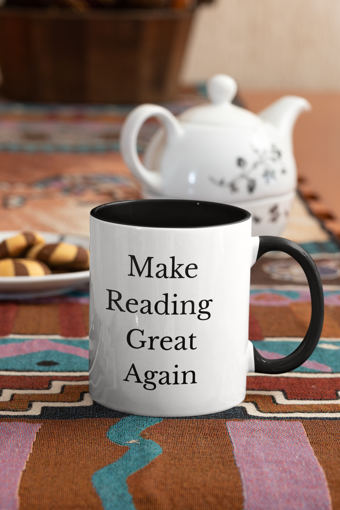 Make Reading Great Again Accent Mug – Black & White (11 oz & 15 oz)