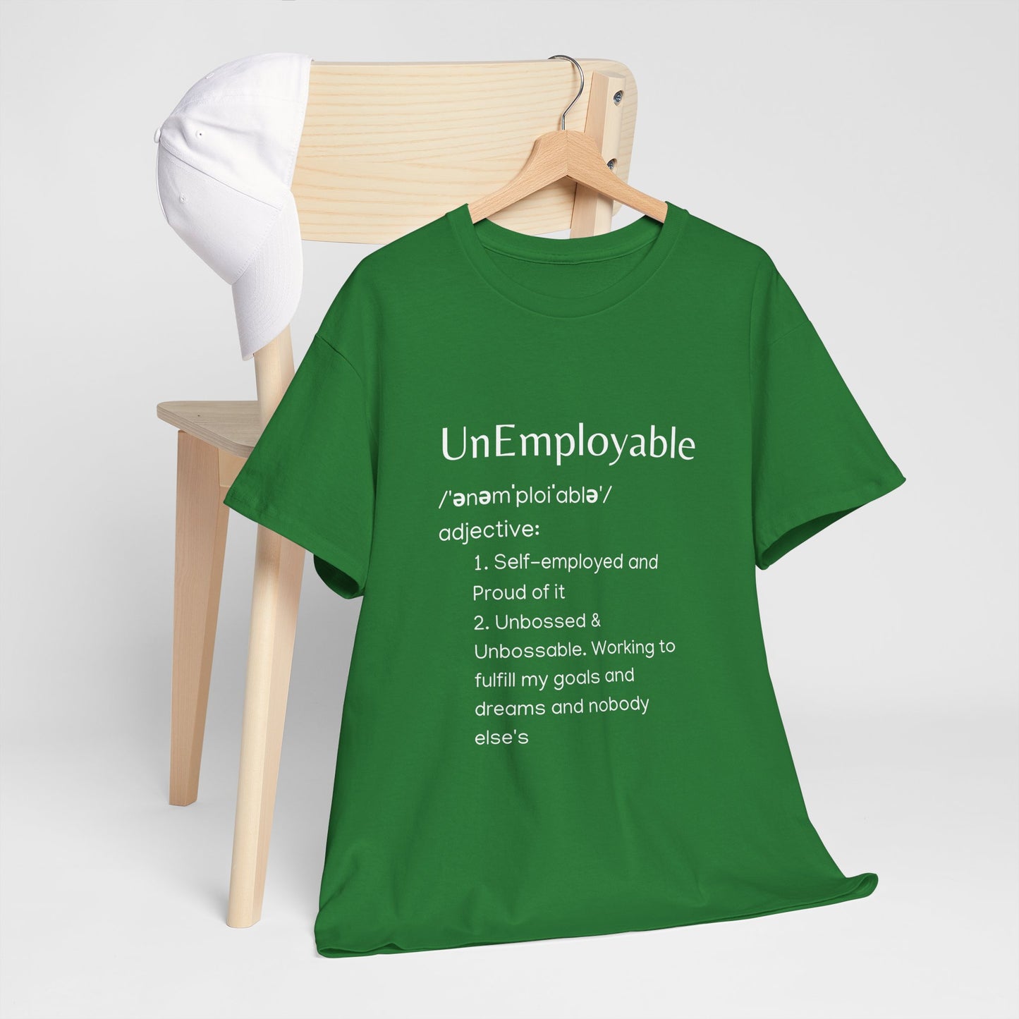 UnEmployable (Adj) Unisex  Unisex Heavy Cotton Tee - Multiple colors (White Lettering)