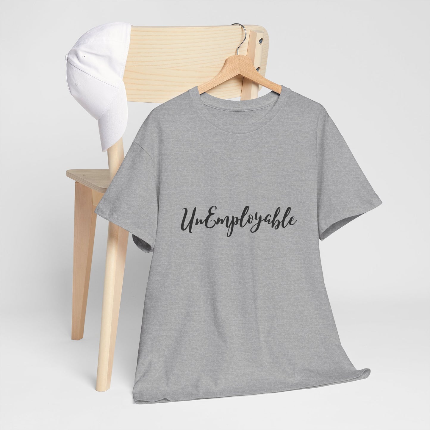 UnEmployable Script Unisex  Unisex Heavy Cotton Tee - Multiple colors (Black Lettering)