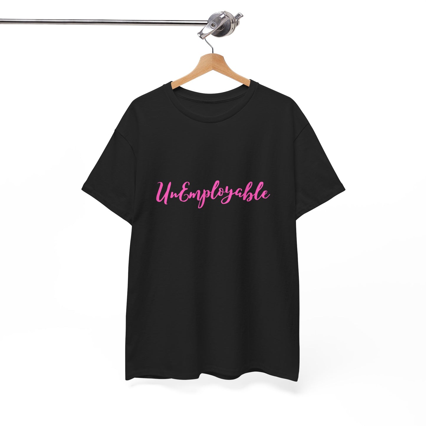 UnEmployable Script Unisex  Unisex Heavy Cotton Tee - Black/Pink