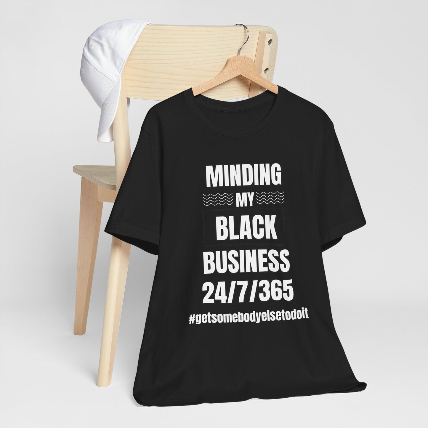 Minding My Black Business 24-7-365 - Unisex Jersey Short Sleeve Tee - Black, Gray and Red with White letters