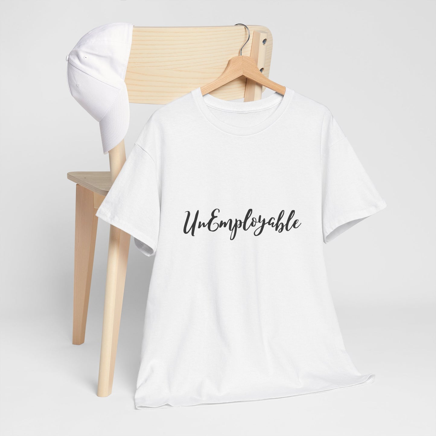 UnEmployable Script Unisex  Unisex Heavy Cotton Tee - Multiple colors (Black Lettering)