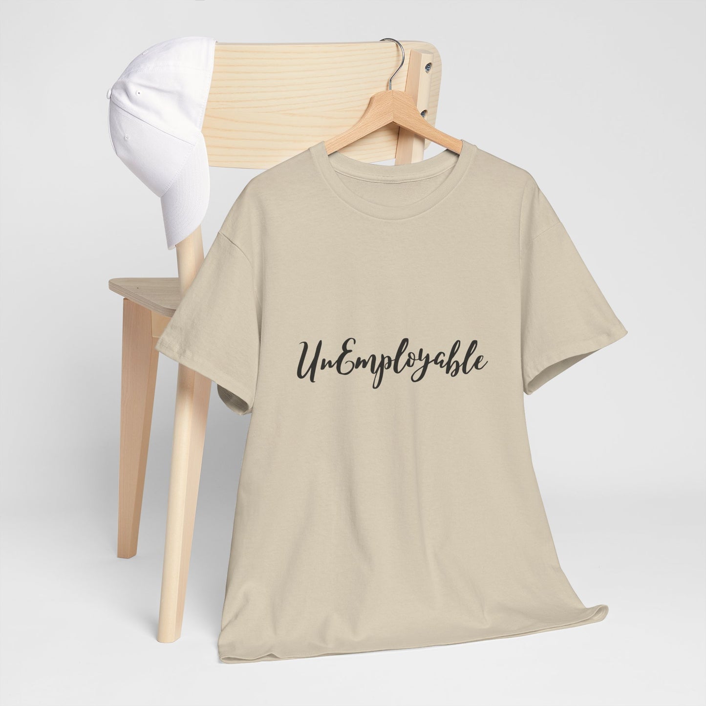 UnEmployable Script Unisex  Unisex Heavy Cotton Tee - Multiple colors (Black Lettering)