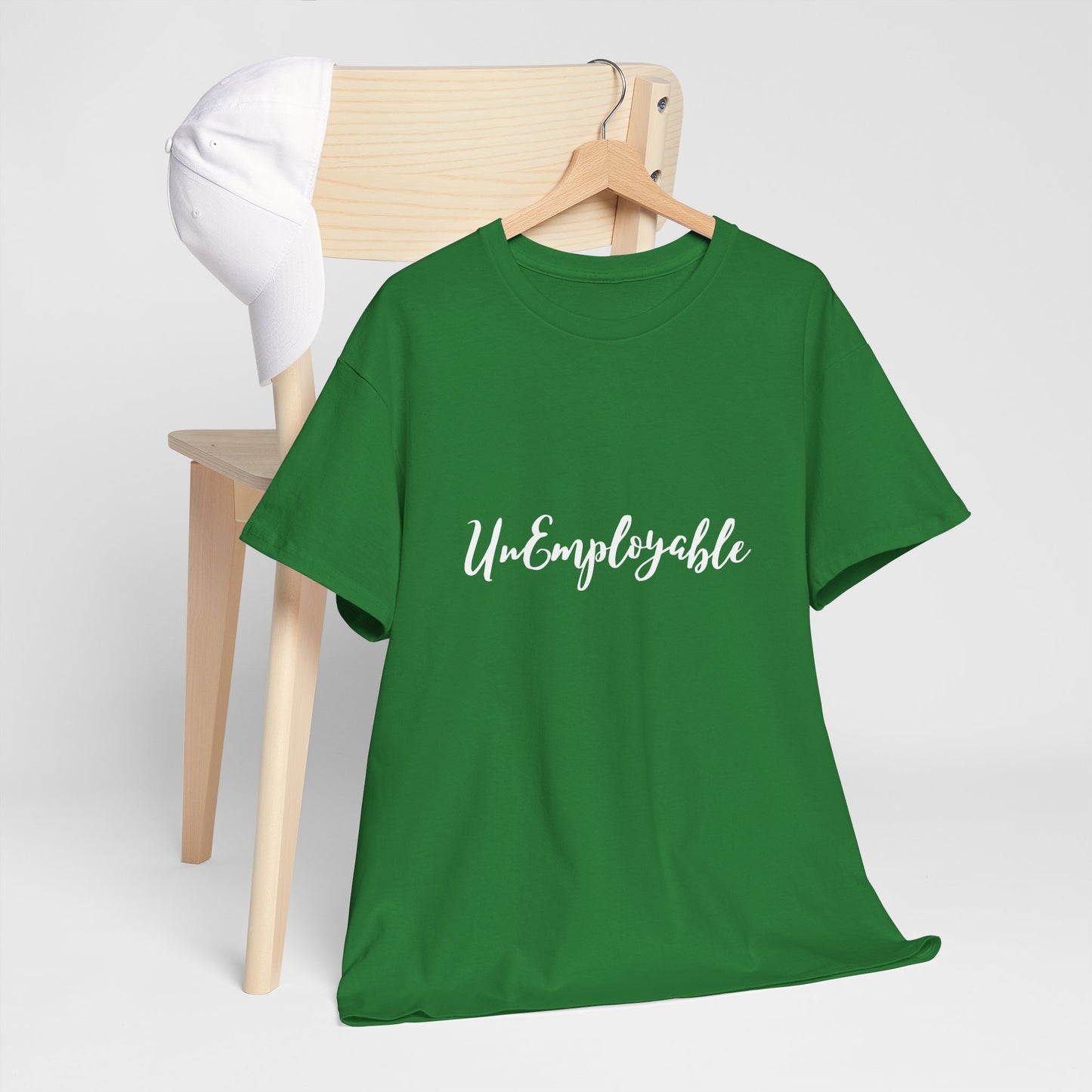 UnEmployable Script Unisex  Unisex Heavy Cotton Tee - Multiple colors (White Lettering)