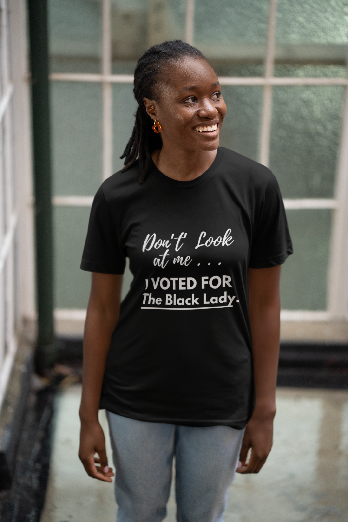 DON’T LOOK AT ME… I VOTED FOR THE BLACK LADY – UNISEX TEE - Unisex Jersey Short Sleeve Tee - Black, Gray and Red