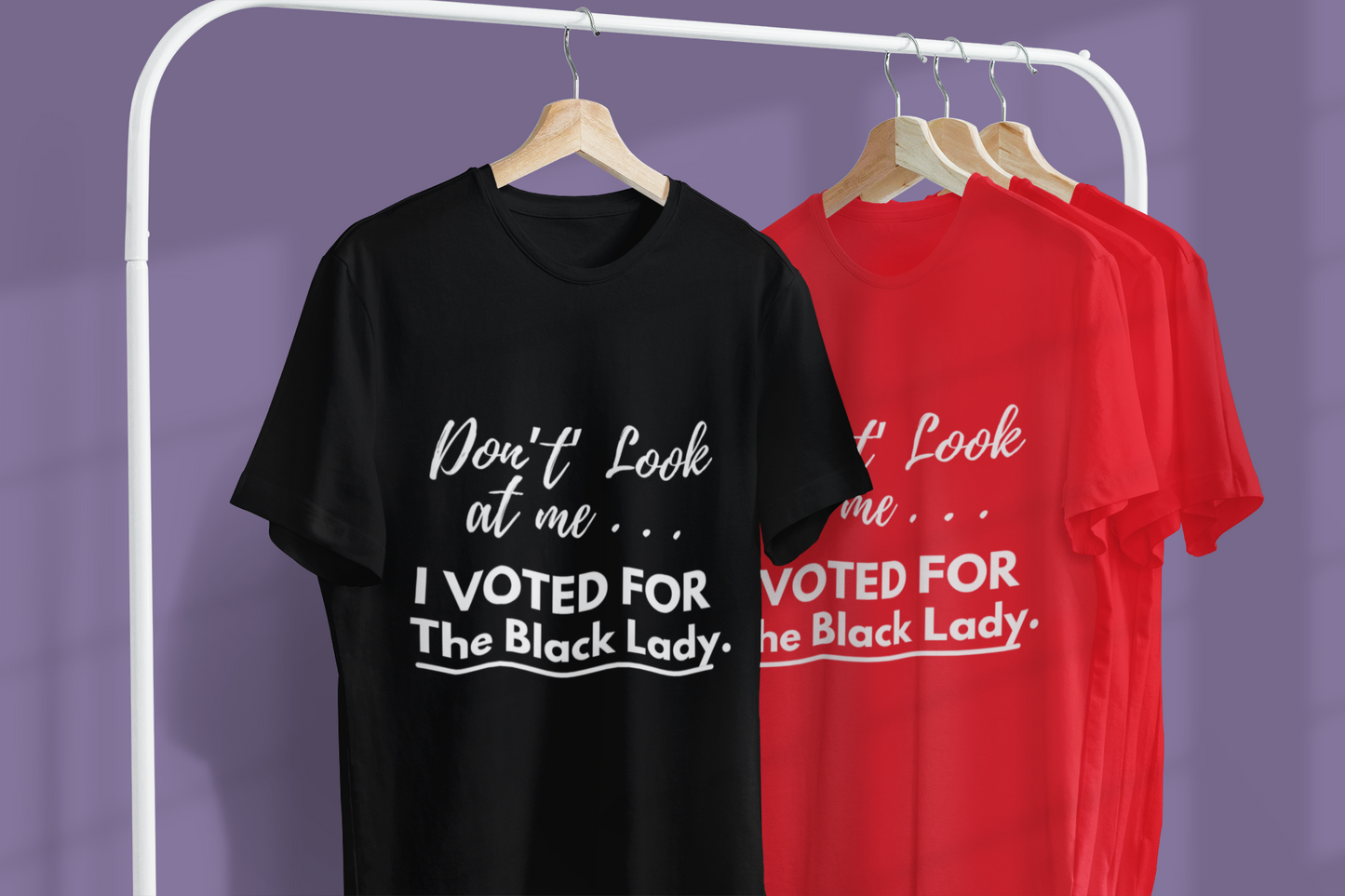DON’T LOOK AT ME… I VOTED FOR THE BLACK LADY – UNISEX TEE - Unisex Jersey Short Sleeve Tee - Black, Gray and Red