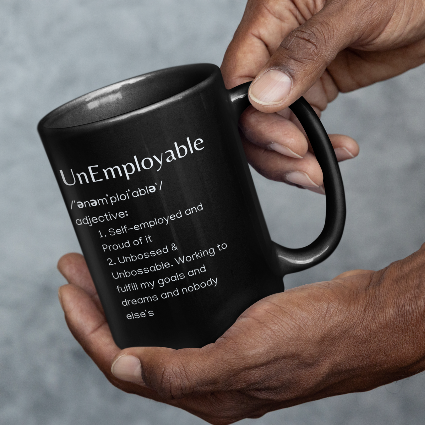 UnEmployable (Adj) Coffee Mug 11 oz, Black/White