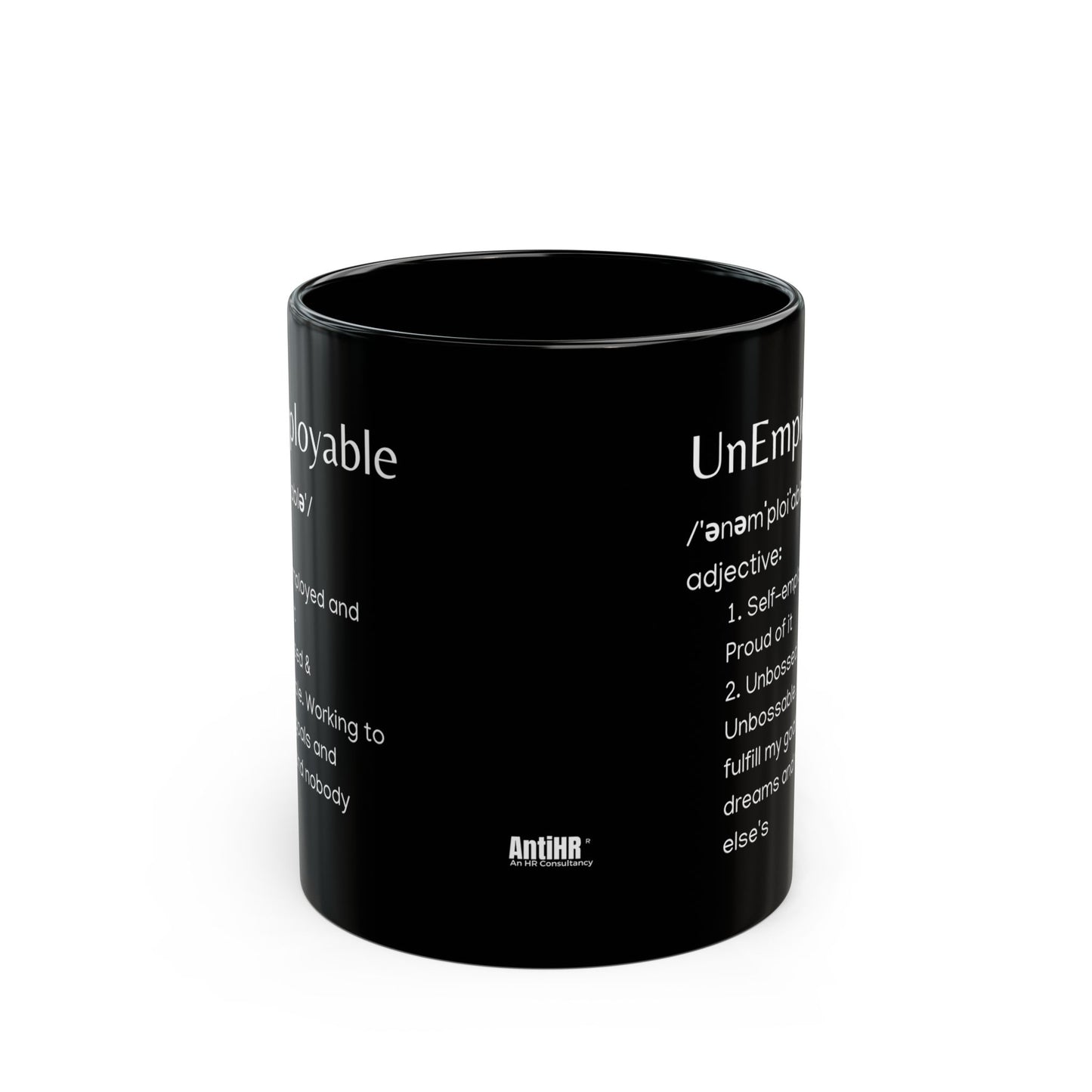 UnEmployable (Adj) Coffee Mug 11 oz, Black/White