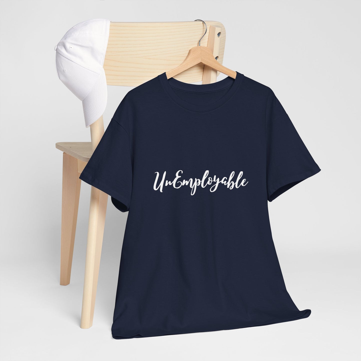 UnEmployable Script Unisex  Unisex Heavy Cotton Tee - Multiple colors (White Lettering)