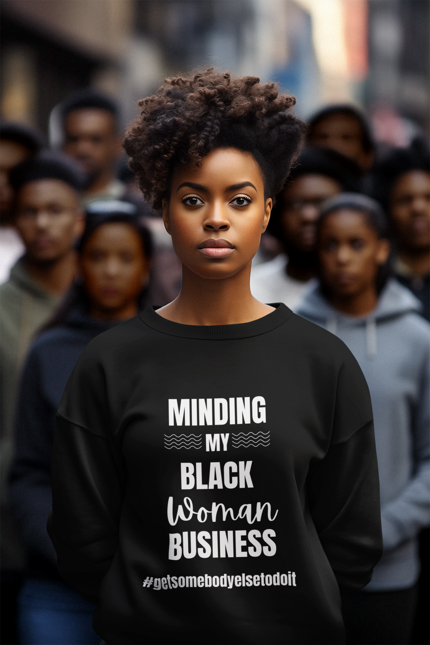 Minding My Black Woman Business #getsomebodyelsetodoit - Unisex Midweight Softstyle Fleece Crewneck Sweatshirt - Black, Charcoal, Red, Green