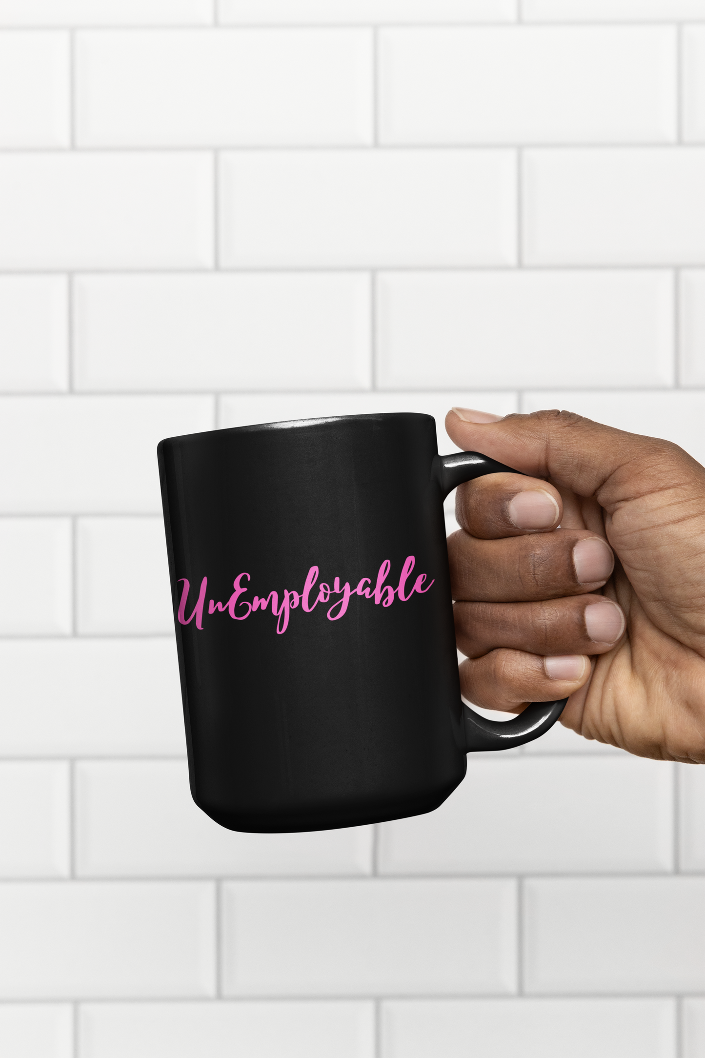 UnEmployable Coffee Mug 11 oz, Black/Pink