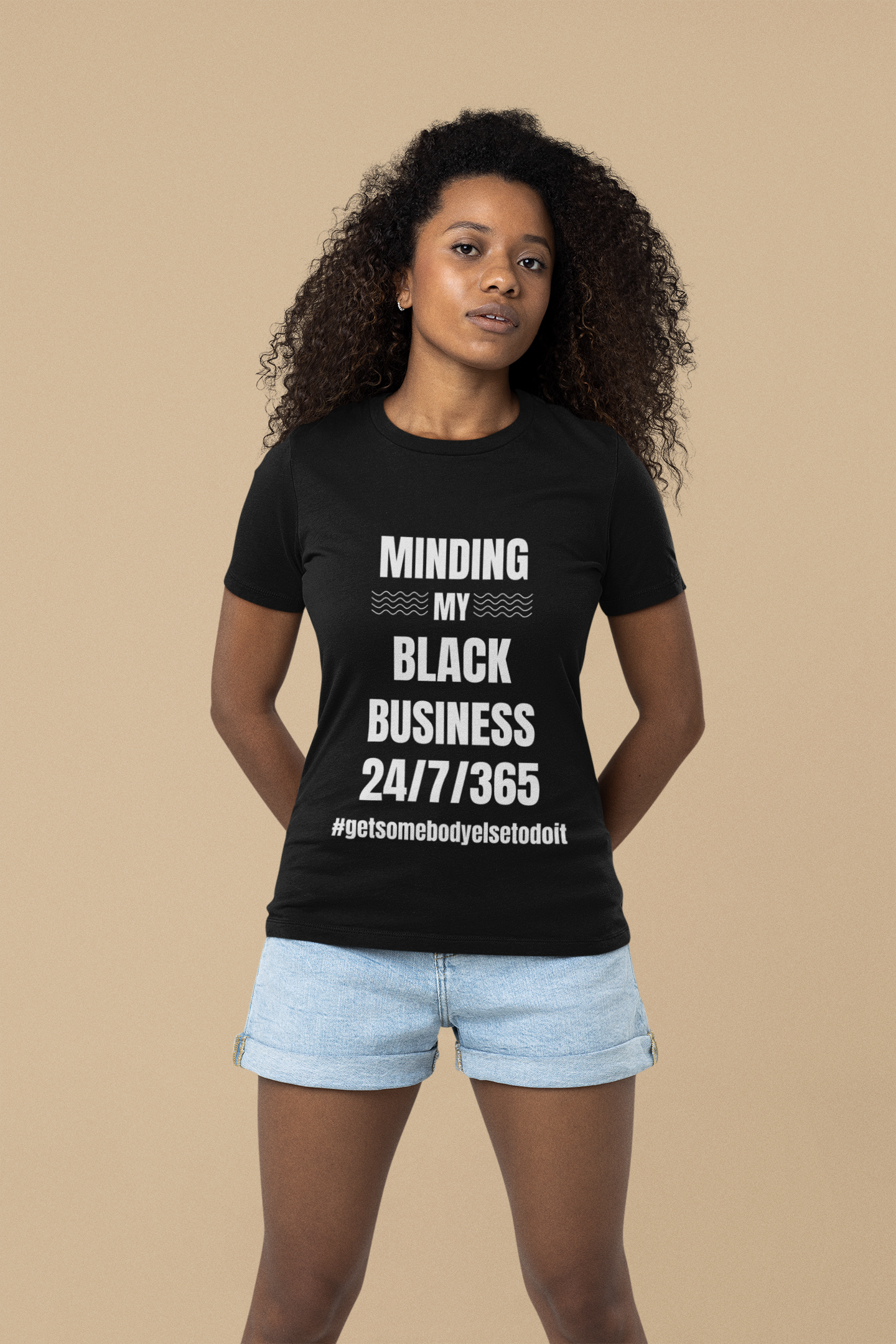 Minding My Black Business 24-7-365 - Unisex Jersey Short Sleeve Tee - Black, Gray and Red with White letters